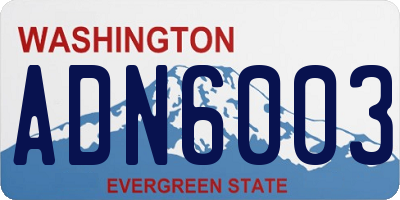 WA license plate ADN6003