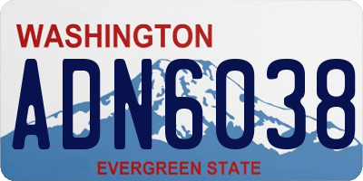 WA license plate ADN6038