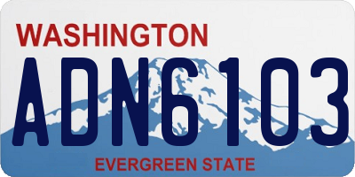 WA license plate ADN6103