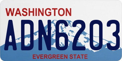 WA license plate ADN6203