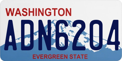 WA license plate ADN6204