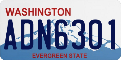 WA license plate ADN6301