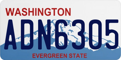 WA license plate ADN6305