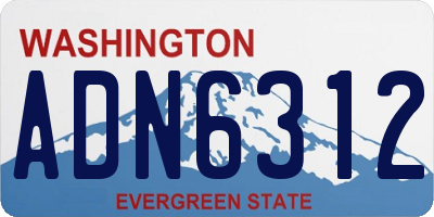 WA license plate ADN6312