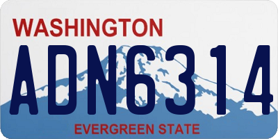 WA license plate ADN6314