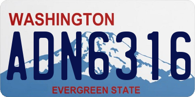 WA license plate ADN6316