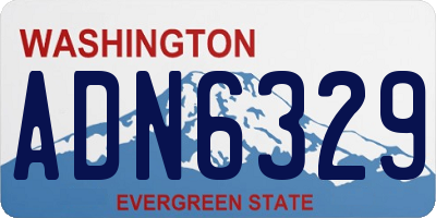 WA license plate ADN6329