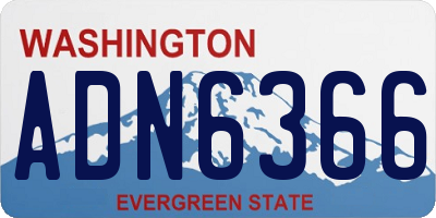 WA license plate ADN6366
