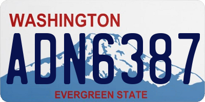 WA license plate ADN6387