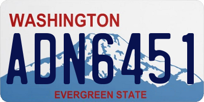 WA license plate ADN6451