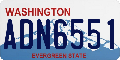 WA license plate ADN6551