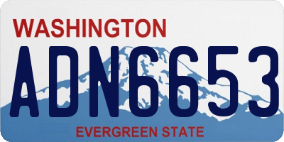 WA license plate ADN6653