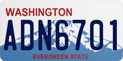 WA license plate ADN6701