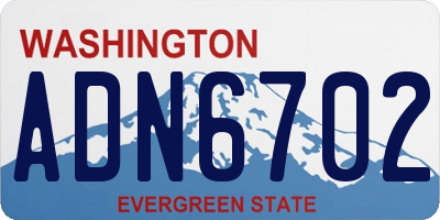 WA license plate ADN6702