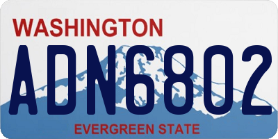 WA license plate ADN6802