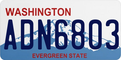 WA license plate ADN6803