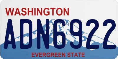 WA license plate ADN6922