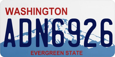 WA license plate ADN6926