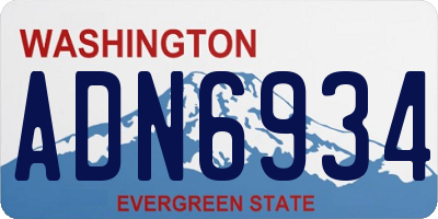 WA license plate ADN6934