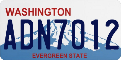 WA license plate ADN7012