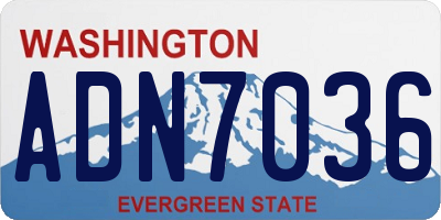 WA license plate ADN7036