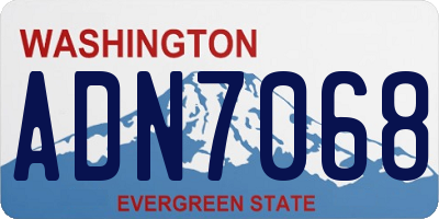 WA license plate ADN7068