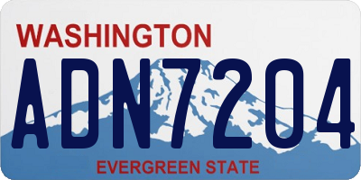 WA license plate ADN7204
