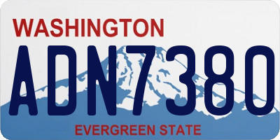 WA license plate ADN7380