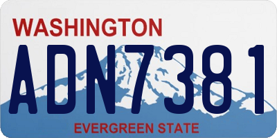 WA license plate ADN7381