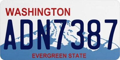 WA license plate ADN7387