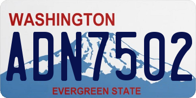WA license plate ADN7502