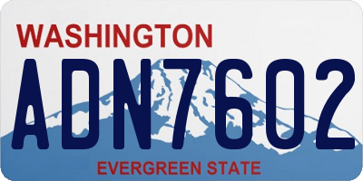 WA license plate ADN7602