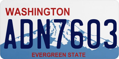 WA license plate ADN7603