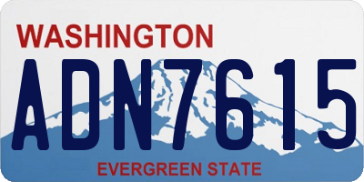 WA license plate ADN7615
