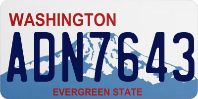WA license plate ADN7643