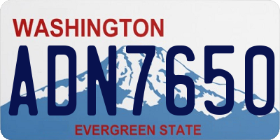 WA license plate ADN7650