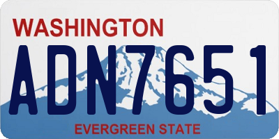 WA license plate ADN7651