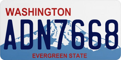 WA license plate ADN7668