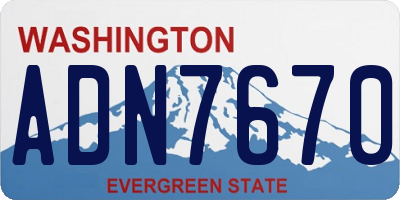 WA license plate ADN7670