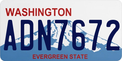 WA license plate ADN7672