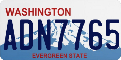 WA license plate ADN7765