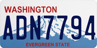 WA license plate ADN7794