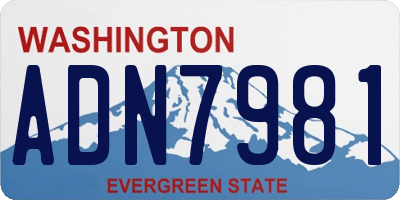 WA license plate ADN7981