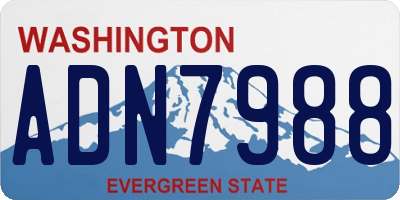 WA license plate ADN7988