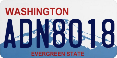 WA license plate ADN8018