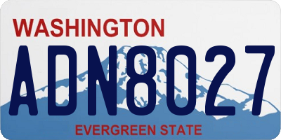 WA license plate ADN8027