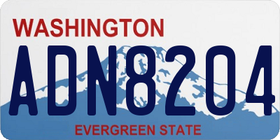 WA license plate ADN8204