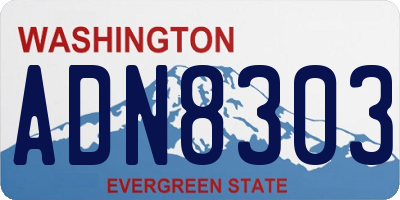 WA license plate ADN8303