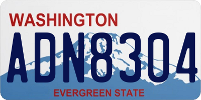WA license plate ADN8304