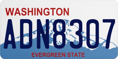 WA license plate ADN8307